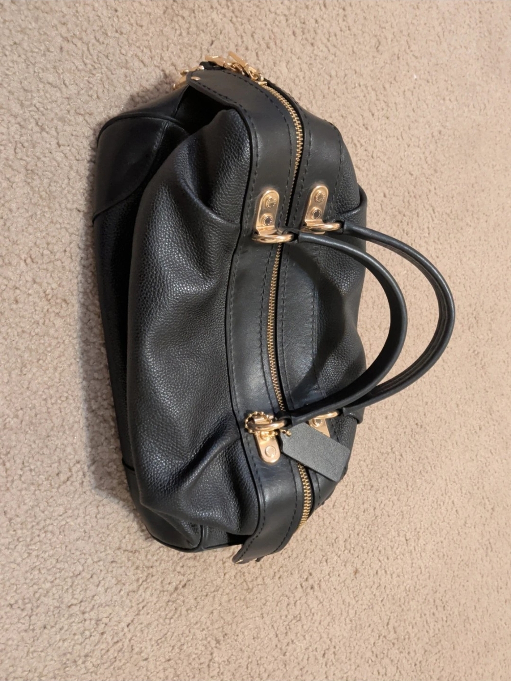 Coach Black Pebbled Leather Satchel with Gold Hardware